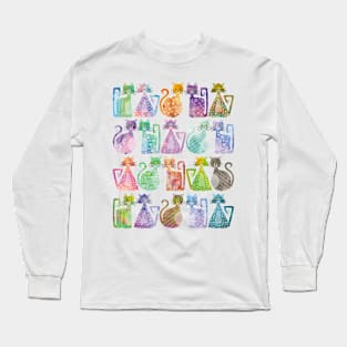 Geometricats - Pastel Colours Long Sleeve T-Shirt